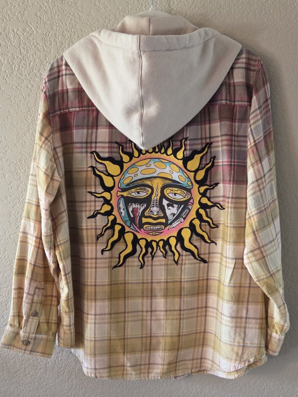 Simply Sublime - a unique upcycled flannel with hoodie coziness